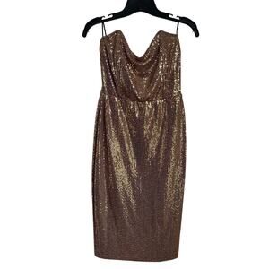 Fashion Nova Rose Gold Strapless Knee Length Dress Size Large